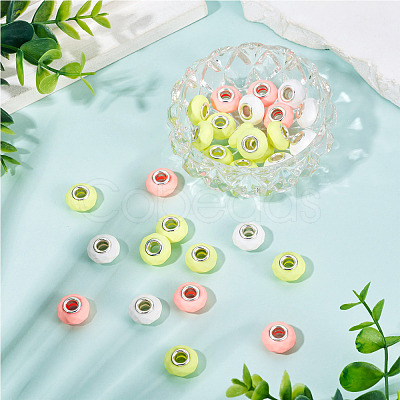 30Pcs Spray Painted Faceted Resin European Beads RESI-TADJ0001-05A-1