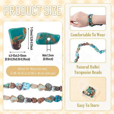 1 Strand Natural HuBei Turquoise Beads Strands G-TA0003-48-1