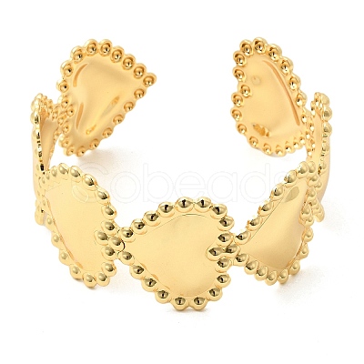 Heart Brass Cuff Bangles for Women BJEW-Z163-01G-1