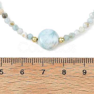 Natural Larimar Beaded Necklaces NJEW-JN06655-1