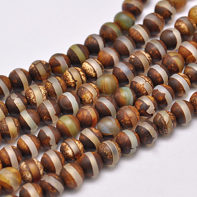 Natural Tibetan Style dZi Beads Strands G-P229-A-07J-6mm-1