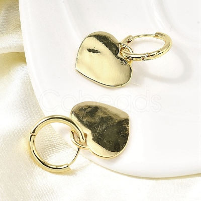Brass Heart Hoop Earrings EJEW-L261-022G-1