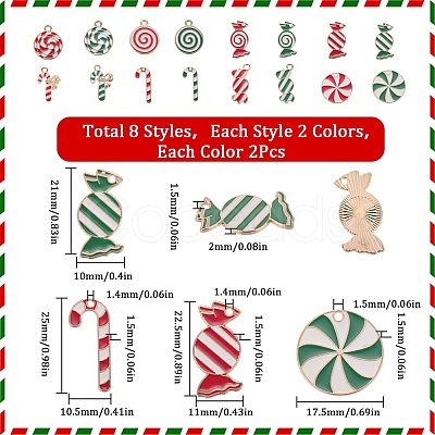 SUNNYCLUE 32Pcs 16 Style Christmas Theme Alloy Enamel Pendants ENAM-SC0003-66-1