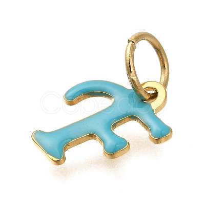 Ion Plating(IP) 304 Stainless Steel Enamel Alphabet Charms STAS-F308-02G-F-1