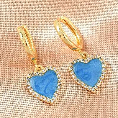 Brass Micro Pave Cubic Zirconia Hoop Dangle Earrings KK-CBA8324-16G-06-1