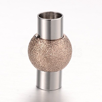 Textured 304 Stainless Steel Column Magnetic Clasps with Glue-in Ends STAS-I045-11RG-1