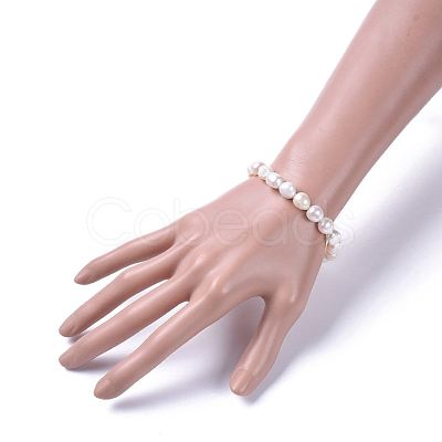 Natural Pearl Stretch Bracelets BJEW-JB04539-1