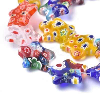 Star Handmade Millefiori Glass Beads Strands LK-R004-78-1