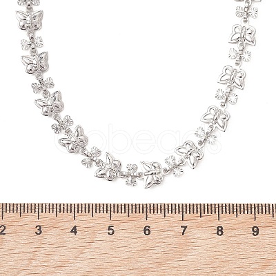 Brass Butterfly Link Chain Necklaces for Women NJEW-JN05957-1