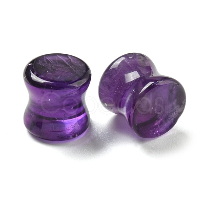 Natural Amethyst Ear Gauges Flesh Tunnels Plugs EJEW-P293-02A-1