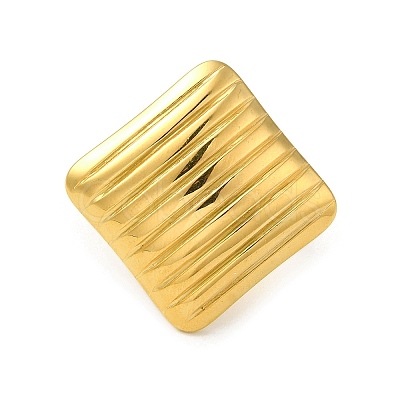 Ion Plating(IP) 304 Stainless Steel Stripe Rhombus Open Cuff Ring for Women RJEW-C083-09G-1