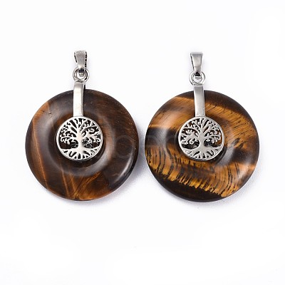 Natural Tiger Eye Pendants G-F640-E05-1
