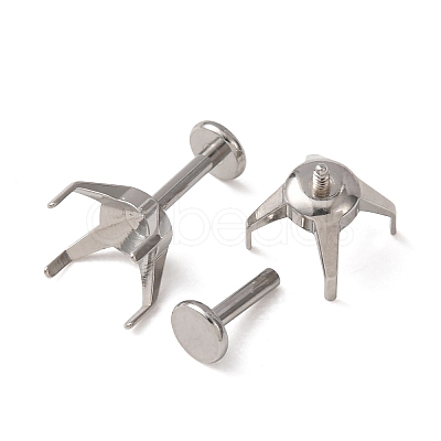 304 Stainless Steel Prong Earring Settings SA-CBA8B85-11E-01-1