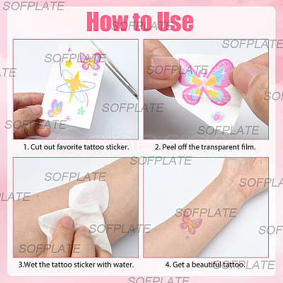 80 Sheets 4 Styles Butterfly Pattern Body Art Tattoos AJEW-SP0002-79-1