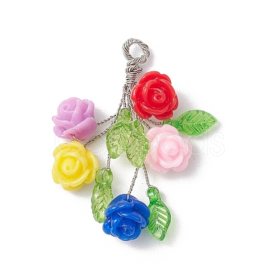 Rose Resin Pendants PALLOY-JF03758-1