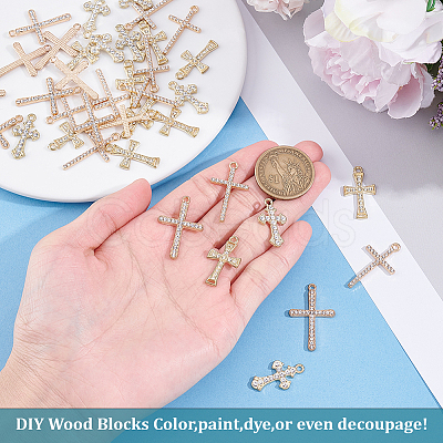 40Pcs 4 Styles Alloy Rhinestone Pendants FIND-ME0003-43-1