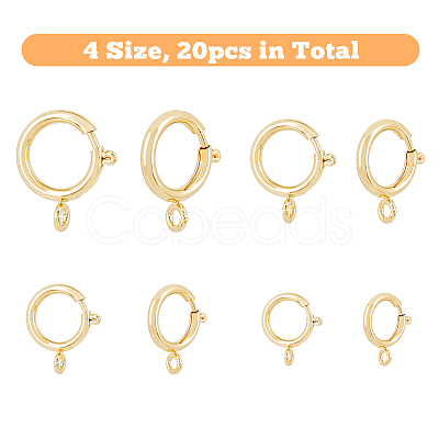 SUPERFINDINGS 20Pcs 4 Sizes Eco-friendly Brass Spring Ring Clasps KK-FH0005-51-1