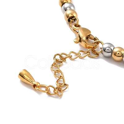 PVD Vacuum Plating 201 Stainless Steel Round Beaded Bracelet for Women STAS-D179-03GP-02-1