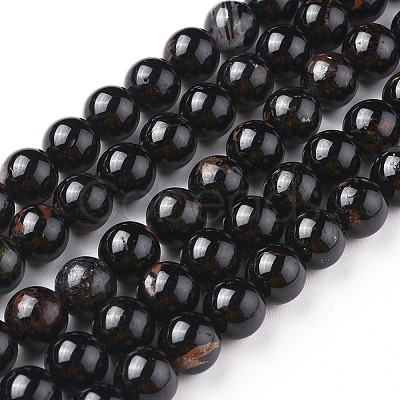 Natural Black Tourmaline Beads Strands X-G-F666-05-10mm-1