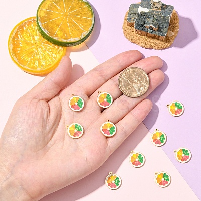 10PCS 10Pcs Fruit 304 Stainless Steel Enamel Charms STAS-YW0003-17G-1