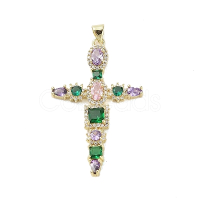 Golden Brass Micro Pave Cubic Zirconia Pendants KK-A209-07E-G-1