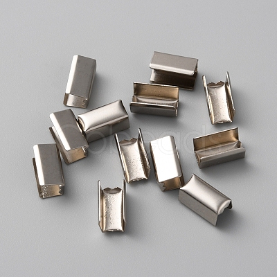 100Pcs Iron Folding Crimp Ends IFIN-WH0086-03B-P-1