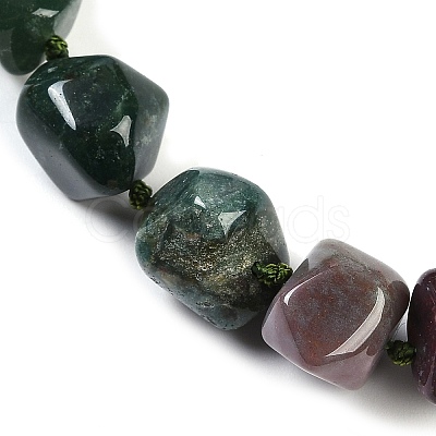 Natural Indian Agate Nuggets Beaded Necklaces for Women Men NJEW-K388-01T-1