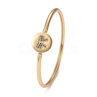 Rack Plating Brass Micro Pave Cubic Zirconia Bangles BJEW-E071-20G-01-1