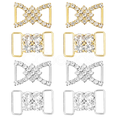 GOMAKERER 8Pcs 4 Style Brass & Zinc Alloy Rhinestone Slider Buckles DIY-GO0001-36-1