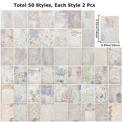 100 Sheets 50 Patterns Lace Theme Scrapbook Paper Pads DIY-WH0430-008A-1