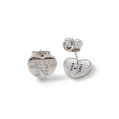 Rack Plating Brass Micro Pave Clear Cubic Zirconia Stud Earrings EJEW-K299-01P-N-1