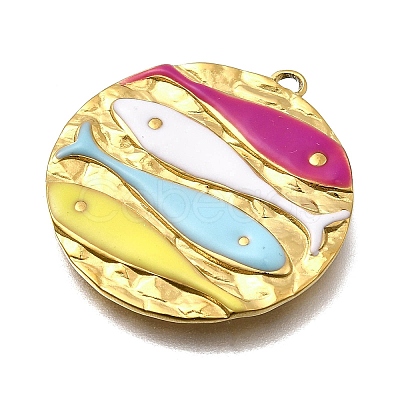 304 Stainless Steel Enamel Pendants STAS-Z163-21G-07-1