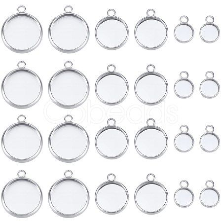 24Pcs 3 Styles Brass Pendant Cabochon Settings KK-BBC0028-71-1