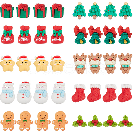 40Pcs 10 Styles Christmas Theme Opaque Resin Cabochons CRES-SC0002-57-1