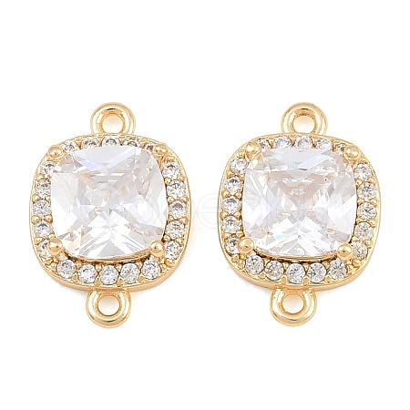 Brass Micro Pave Clear Cubic Zirconia Connector Charms CU-CBA7BFE-01A-G-1