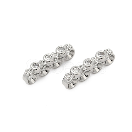 Brass Micro Pave Clear Cubic Zirconia Spacer Bars KK-P302-26P-1