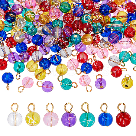 200Pcs Transparent Drawbench Glass Charms PALLOY-GA00030-1