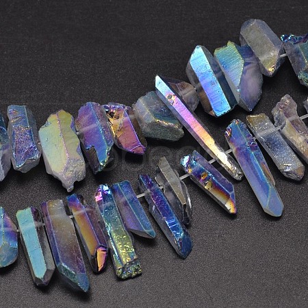 Electroplated Natural Quartz Crystal Beads Strands G-A142-03D-1