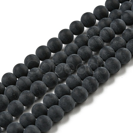Grade A Natural Black Agate Beads Strands G447-2-1
