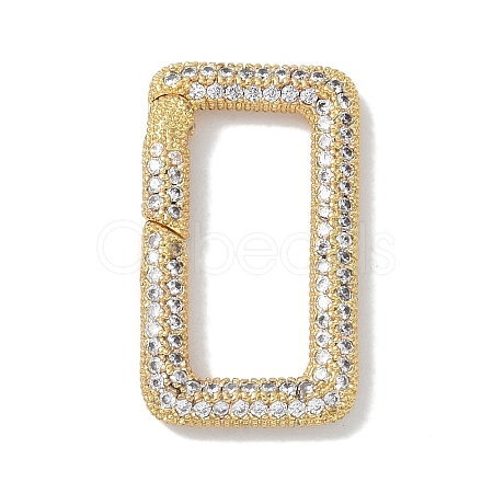 Rack Plating Brass Micro Pave Cubic Zirconia Spring Gate Rings Clasps KK-NH0002-16G-01-1