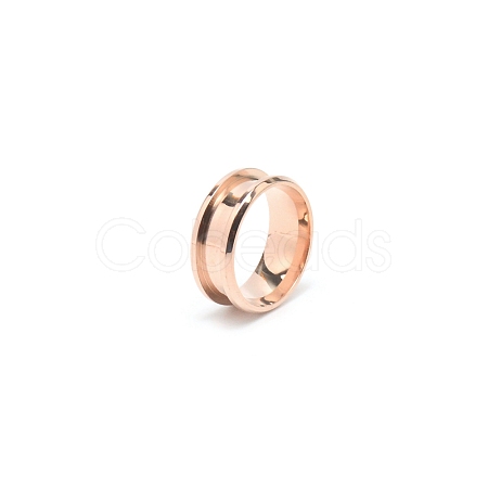 201 Stainless Steel Grooved Finger Ring Settings STAS-TAC0002-57A-RG-1