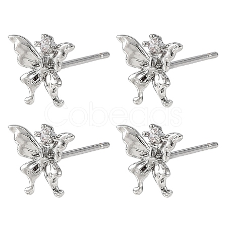 SHEGRACE Brass Micro Pave Clear Cubic Zirconia Stud Earrings XGRQ4N863-725P-1