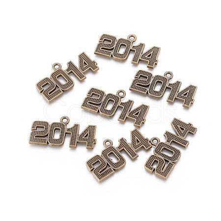 Tibetan Style Year 2014 Number Pendants TIBEP-Q012-AB-FF-1
