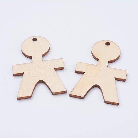 Undyed Wood Pendants WOOD-L003-09-1