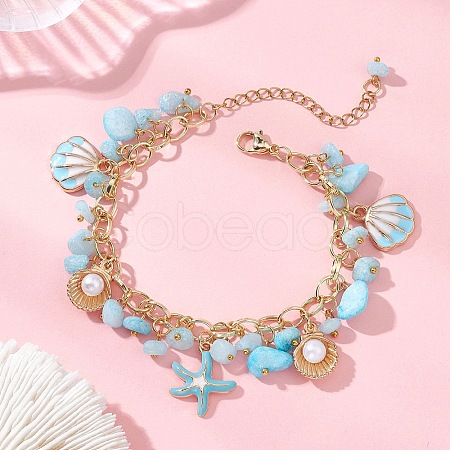Natural White Jade Chip Beads Bracelets BJEW-JB13155-01-1