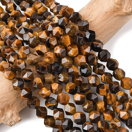 Faceted Natural Tiger Eye Beads Strands G-K066-01-10mm-1