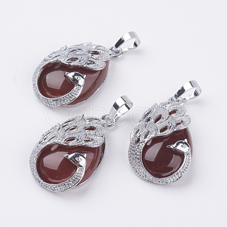 Natural Carnelian Pendants X-G-E442-04O-1