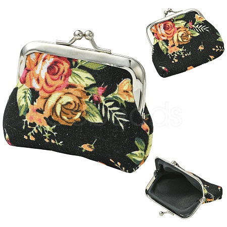 Flower Printed Cloth Wallets AJEW-YWC0001-11C-1