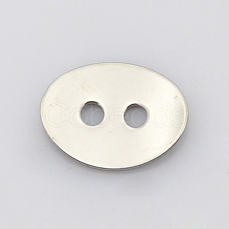 Tarnish Resistant Oval 2-Hole 201 Stainless Steel Buttons STAS-N048-01-1