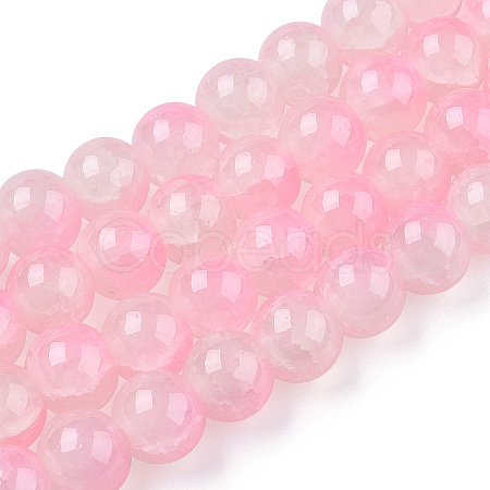 Crackle Baking Paint Imitation Jade Glass Beads Strands DGLA-T003-8mm-01-1